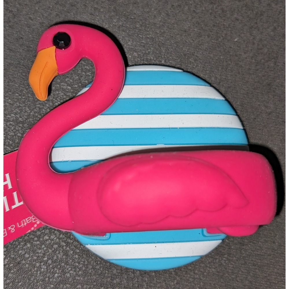 Retired Bath Body Works Pink Flamingo Hand Cream Hook Striped‎ Suction Holder